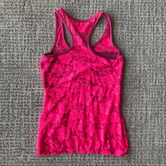 Bebe Bright Pink Sheer Lace Tank Top XS - Picture 2 of 3